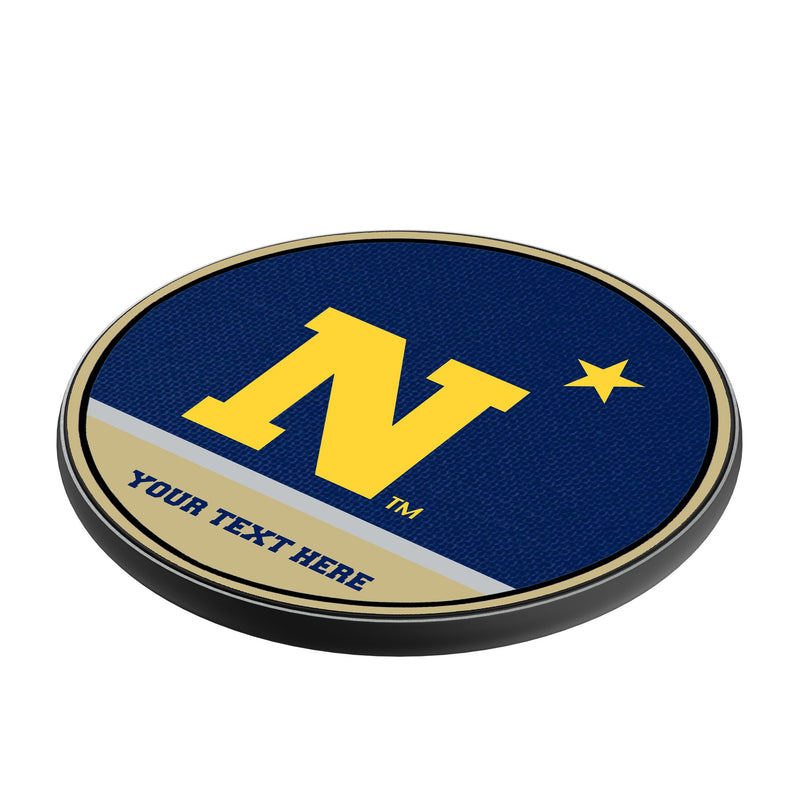 United State Naval Academy Midshipmen Personalized Endzone Solid 15-Watt Wireless Charger Iso.Jpg