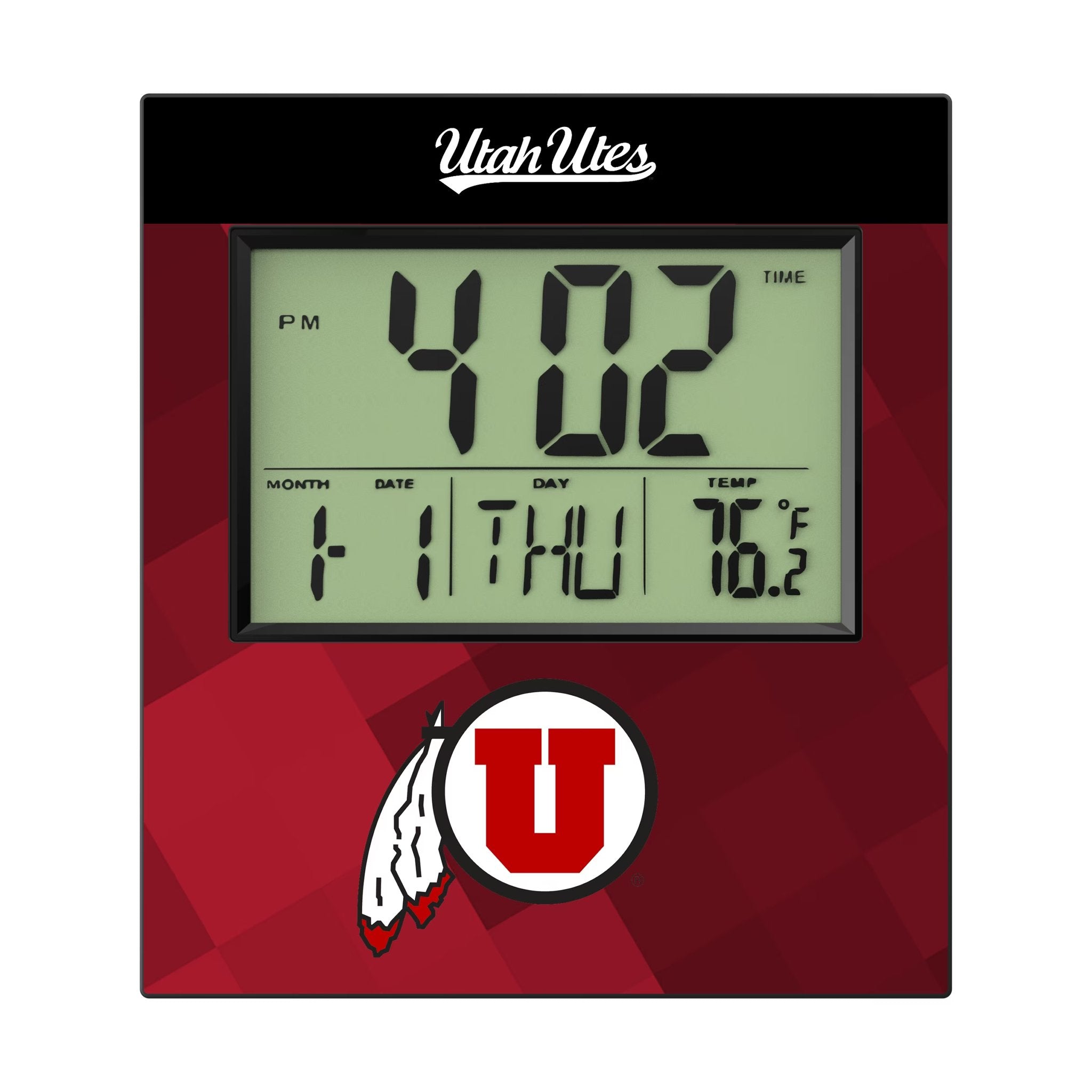 University of Utah Utes Color Block Wall Clock Flat.Jpg