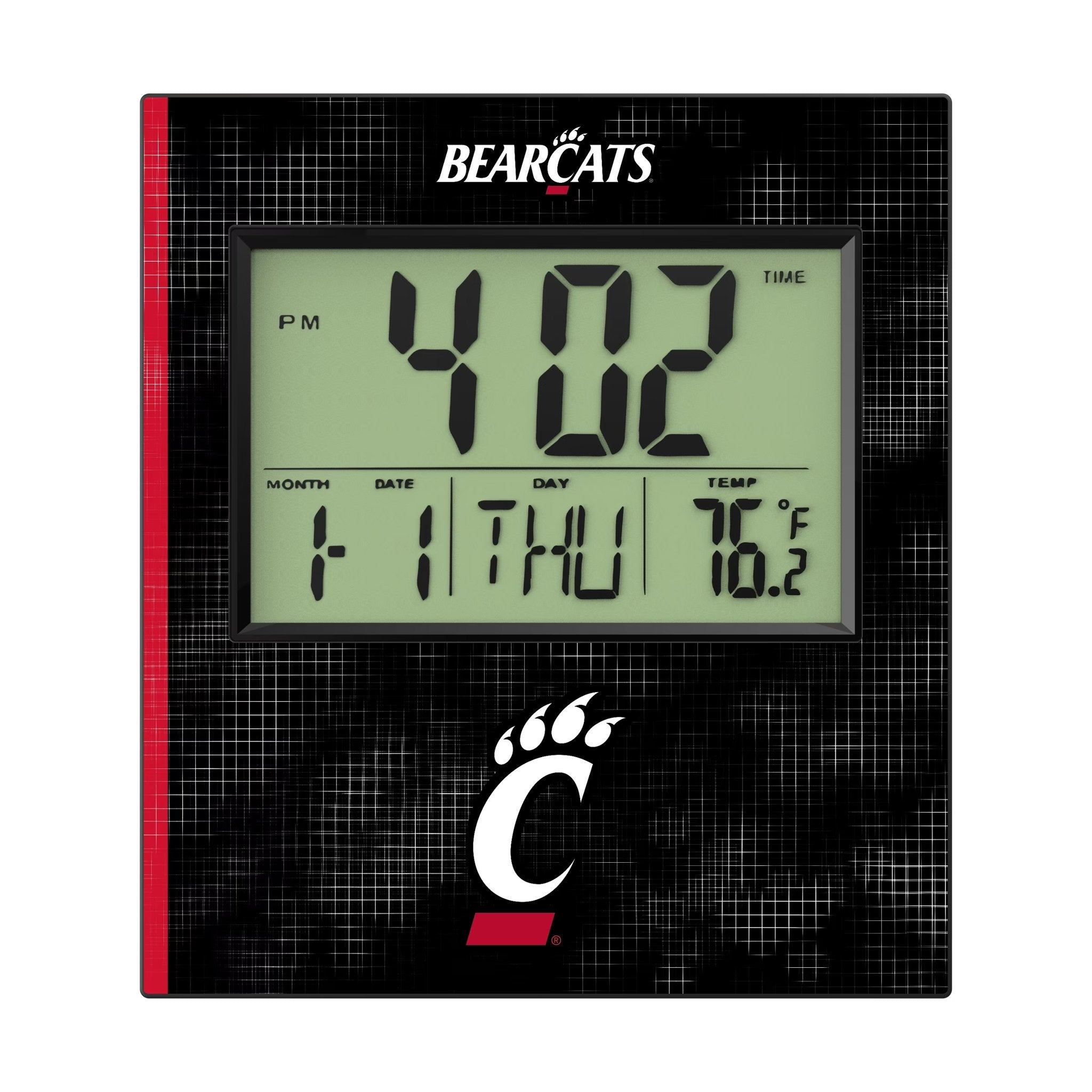 University of Cincinnati Bearcats Hatch Wall Clock Flat.Jpg