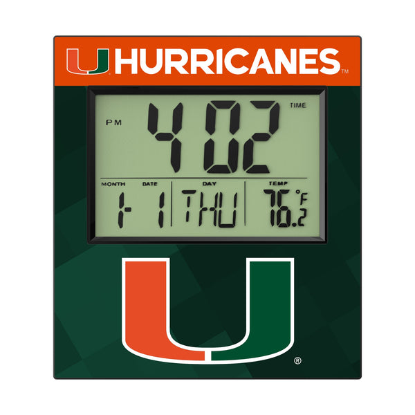 University of Miami Hurricanes Color Block Wall Clock Flat.Jpg
