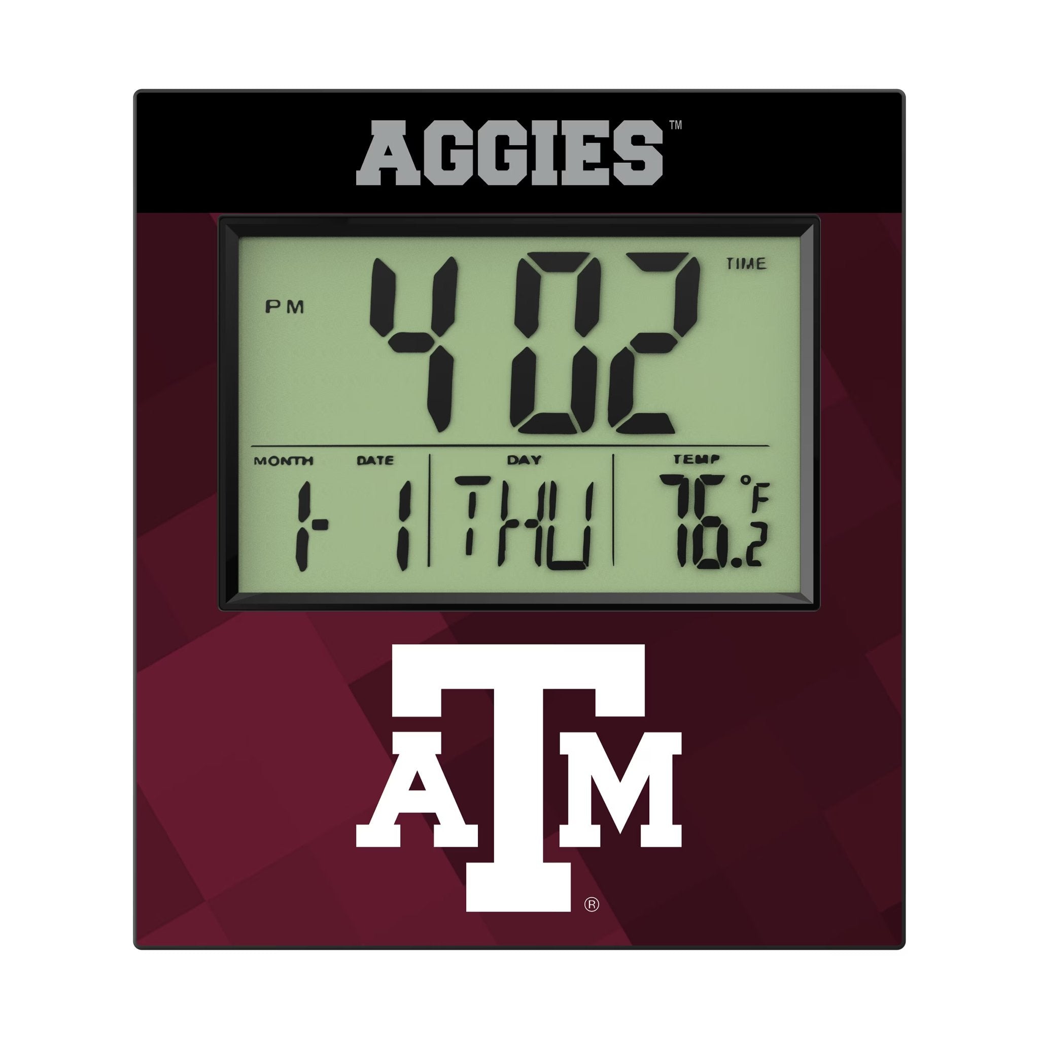 Texas A&M University Aggies Color Block Wall Clock Flat.Jpg