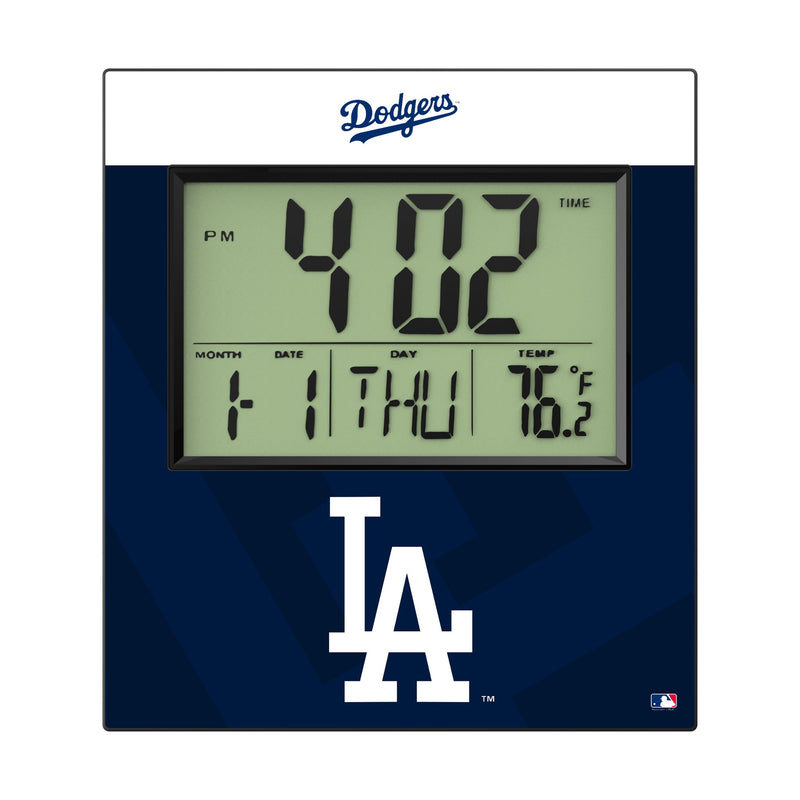 LA Dodgers Color Block Wall Clock Flat.Jpg