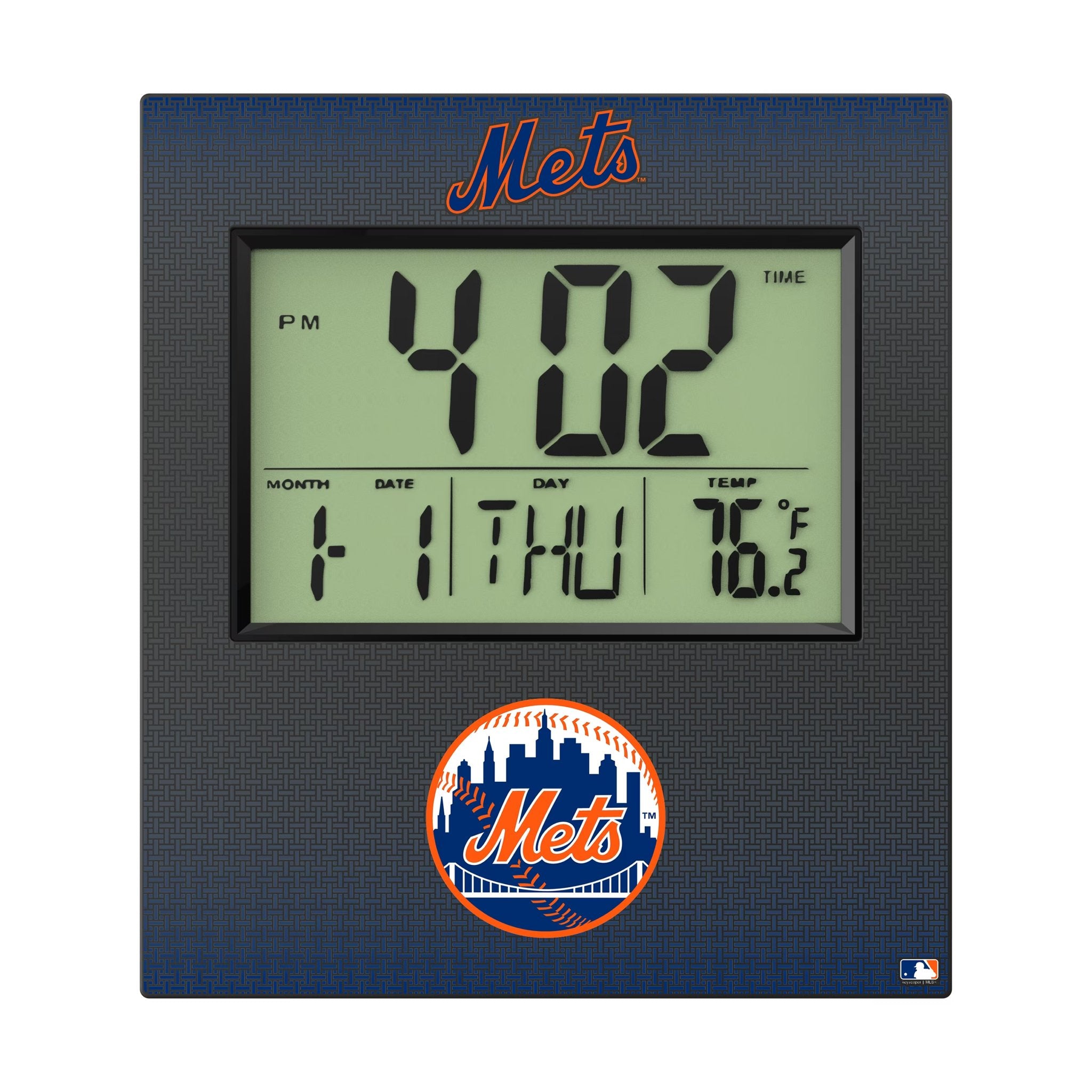 New York Mets Linen Wall Clock Flat.Jpg