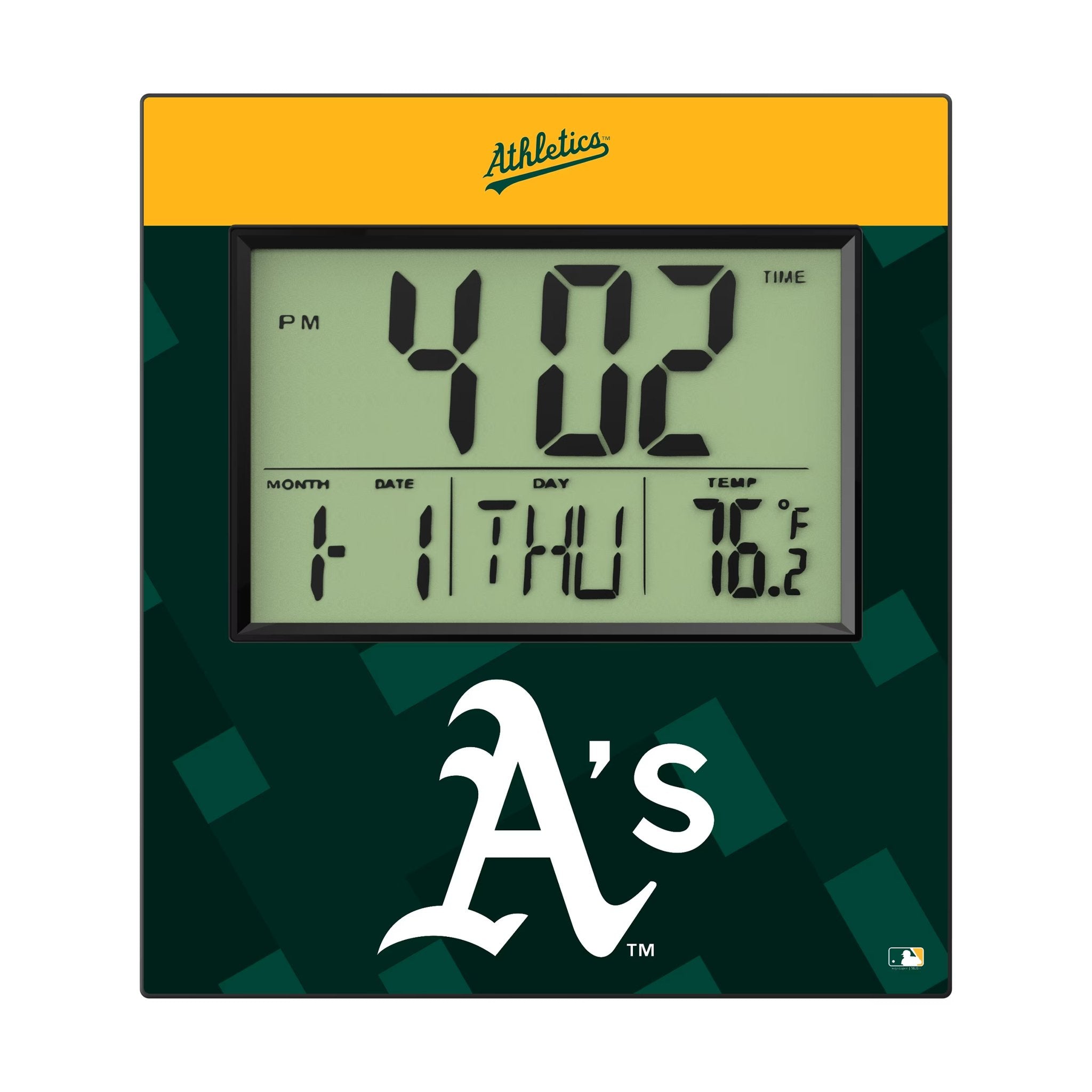 Oakland Athletics Color Block Wall Clock Flat.Jpg