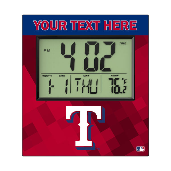 Texas Rangers Personalized Color Block Wall Clock Flat.Jpg
