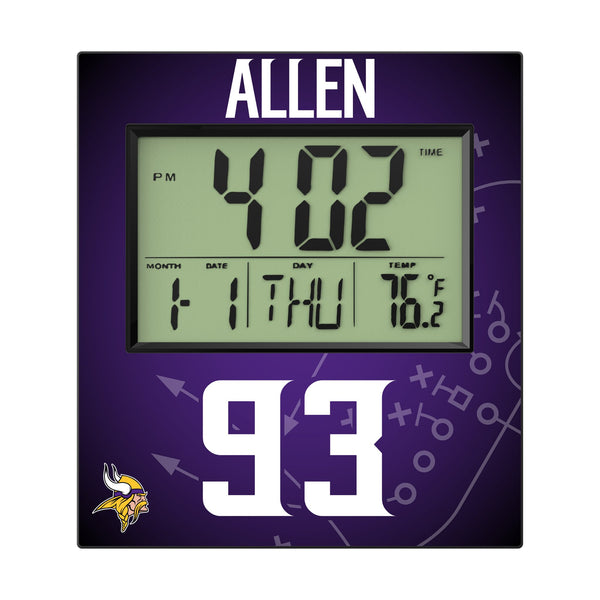 Jonathan Allen Minnesota Vikings 93 Game Tactic Wall Clock Flat.Jpg