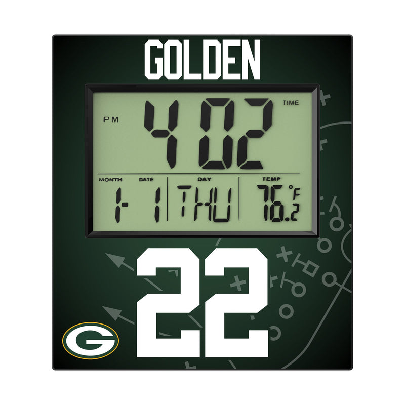 Matthew Golden Green Bay Packers 22 Game Tactic Wall Clock Flat.Jpg