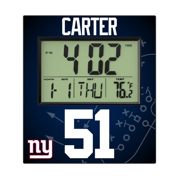 Abdul Carter New York Giants 51 Game Tactic Wall Clock Flat.Jpg