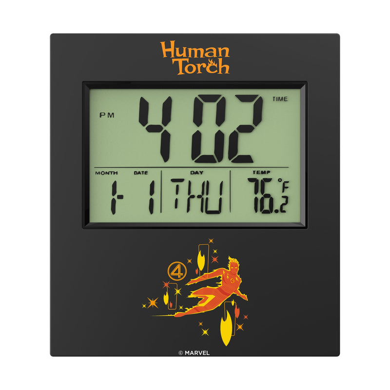 Marvel Human Torch Badge Wall Clock Flat.Jpg