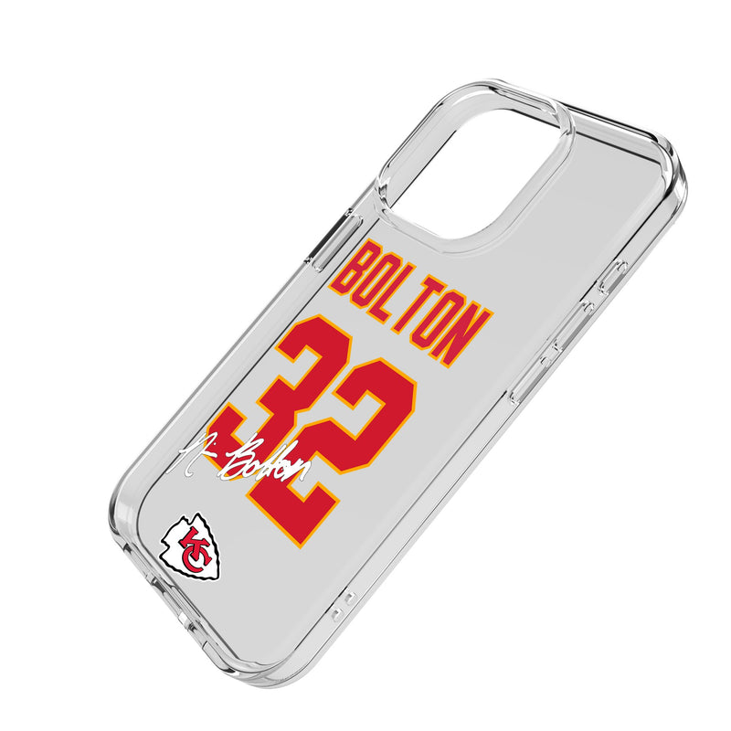 Nick Bolton Kansas City Chiefs 32 Game Tactic iPhone Clear Phone Case for Apple iPhone Iso.Jpg