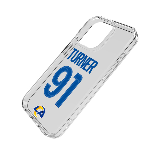 Kobie Turner Los Angeles Rams 91 Game Tactic iPhone Clear Phone Case for Apple iPhone Iso.Jpg