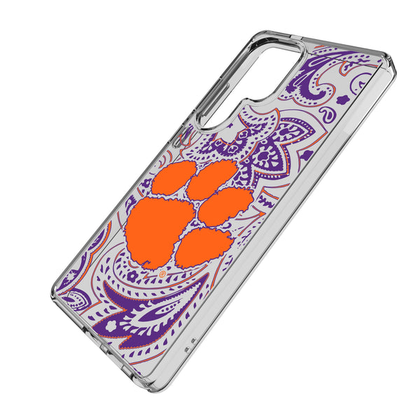 Clemson University Tigers Paisley Galaxy Clear Phone Case for Samsung Galaxy Iso.Jpg