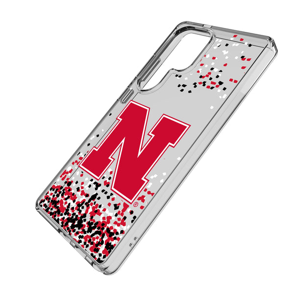 University of Nebraska Huskers Block N Confetti Galaxy Clear Phone Case for Samsung Galaxy Iso.Jpg