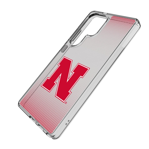 University of Nebraska Huskers Block N Linen Galaxy Clear Phone Case for Samsung Galaxy Iso.Jpg