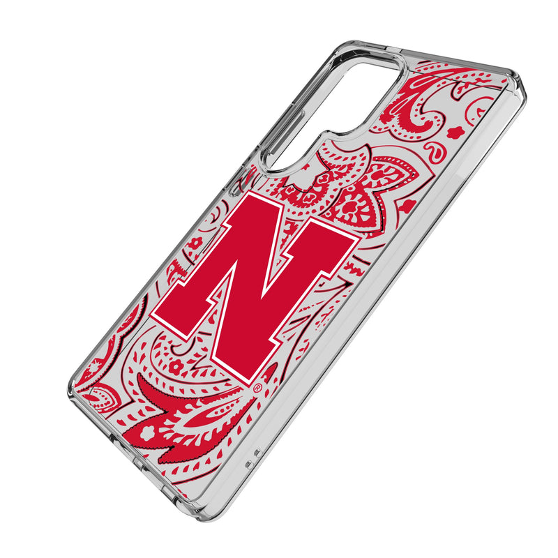 University of Nebraska Huskers Block N Paisley Galaxy Clear Phone Case for Samsung Galaxy Iso.Jpg