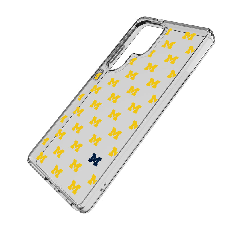 University of Michigan Wolverines Fashion Pattern Galaxy Clear Phone Case for Samsung Galaxy Iso.Jpg