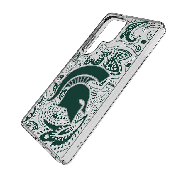 Michigan State University Spartans Paisley Galaxy Clear Phone Case for Samsung Galaxy Iso.Jpg