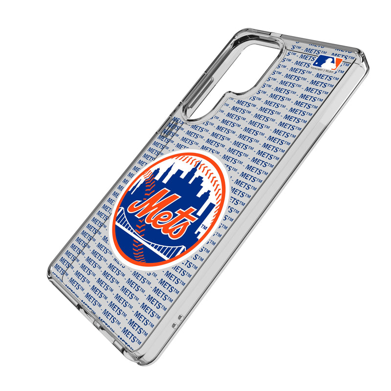New York Mets Text Backdrop Galaxy Clear Phone Case for Samsung Galaxy Iso.Jpg