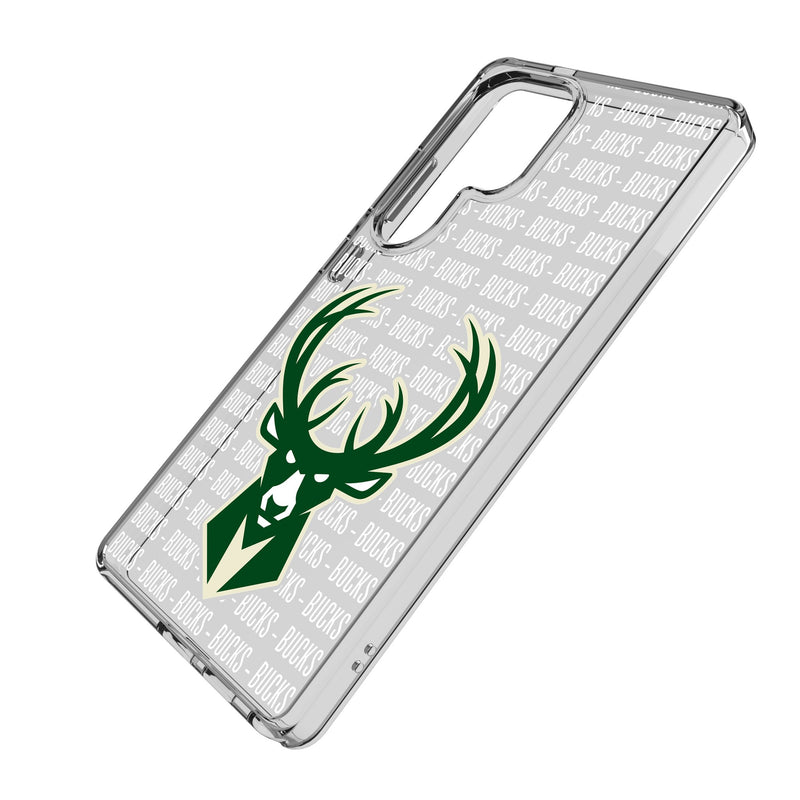 Milwaukee Bucks Text Backdrop Galaxy Clear Phone Case for Samsung Galaxy Iso.Jpg