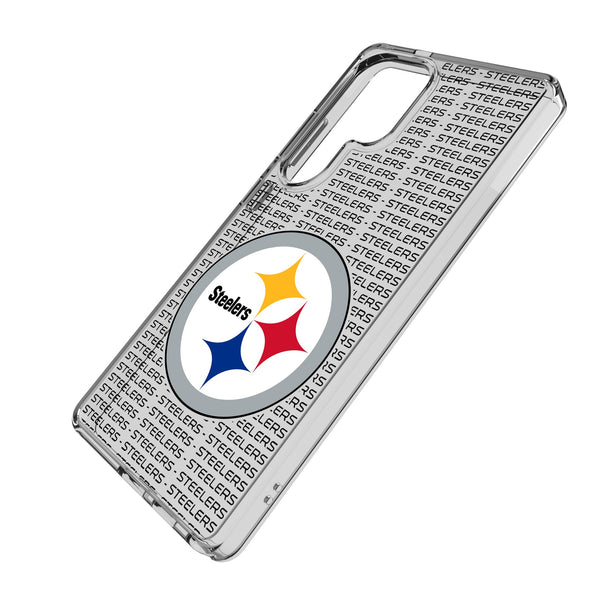 Pittsburgh Steelers Text Backdrop Galaxy Clear Phone Case for Samsung Galaxy Iso.Jpg