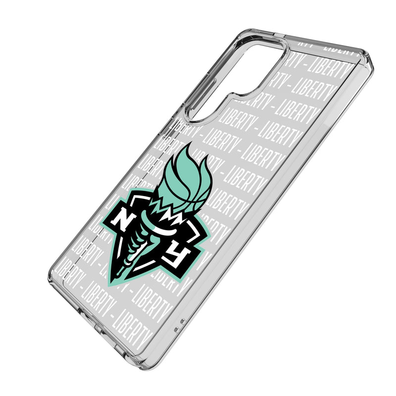 New York Liberty Text Backdrop Galaxy Clear Phone Case for Samsung Galaxy Iso.Jpg