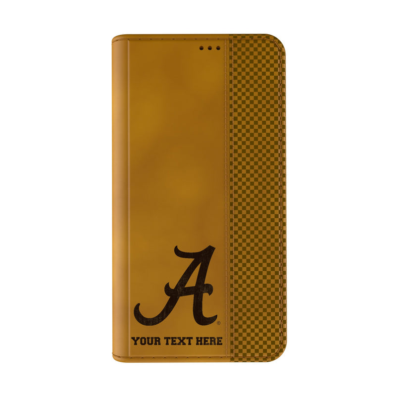 University of Alabama Crimson Tide Script A Personalized Burn iPhone Folio Phone Case for Apple iPhone Closed.Jpg