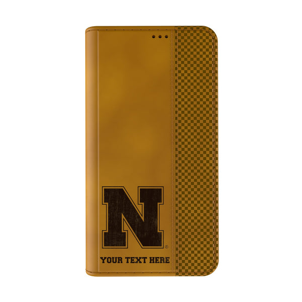 University of Nebraska Huskers Block N Personalized Burn iPhone Folio Phone Case for Apple iPhone Closed.Jpg