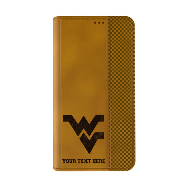 West Virginia University Mountaineers Personalized Burn iPhone Folio Phone Case for Apple iPhone Closed.Jpg