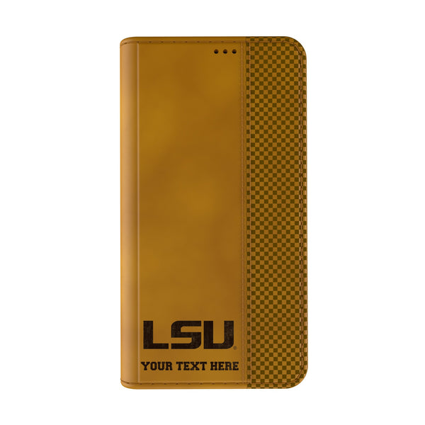 Louisiana State University Tigers Personalized Burn iPhone Folio Phone Case for Apple iPhone Closed.Jpg