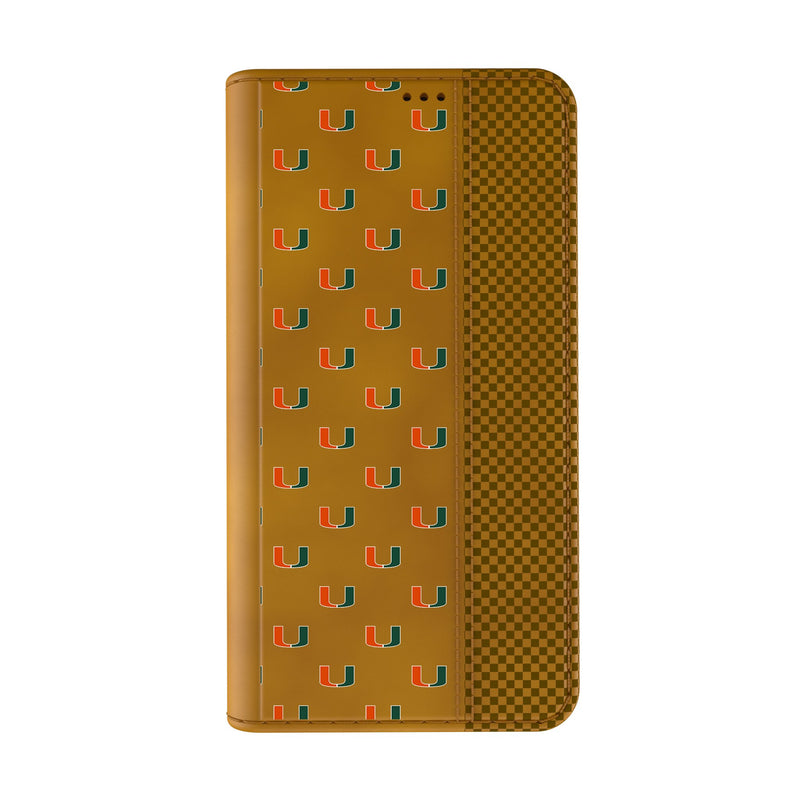 University of Miami Hurricanes Fashion Pattern iPhone Folio Phone Case for Apple iPhone Closed.Jpg