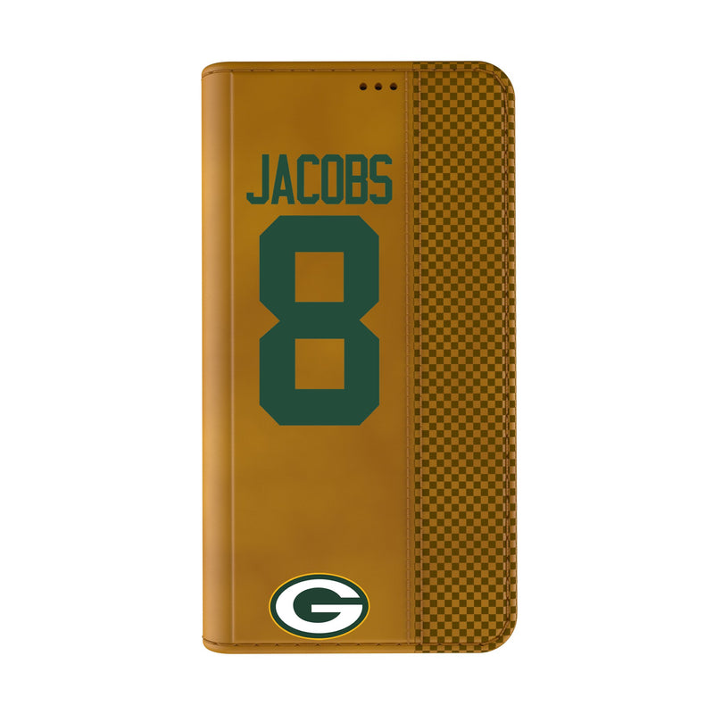Josh Jacobs Green Bay Packers 8 Game Tactic iPhone Folio Phone Case for Apple iPhone Closed.Jpg
