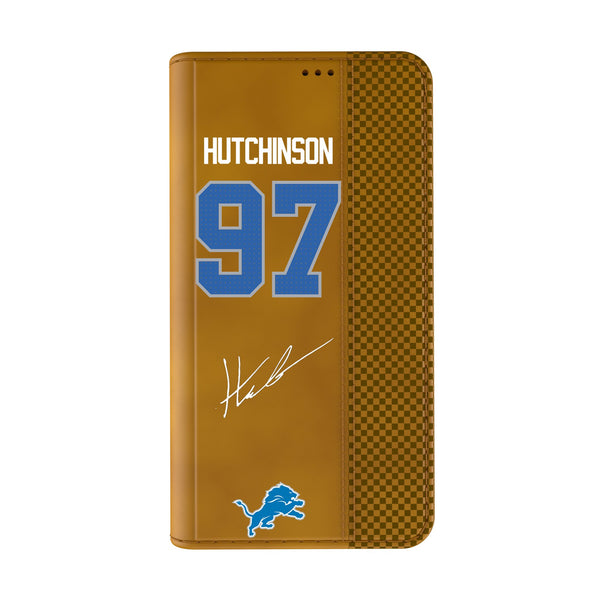 Aidan Hutchinson Detroit Lions 97 Ready iPhone Folio Phone Case Closed.Jpg