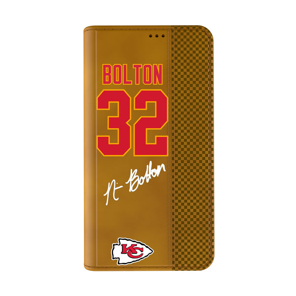 Nick Bolton Kansas City Chiefs 32 Ready iPhone Folio Phone Case Closed.Jpg