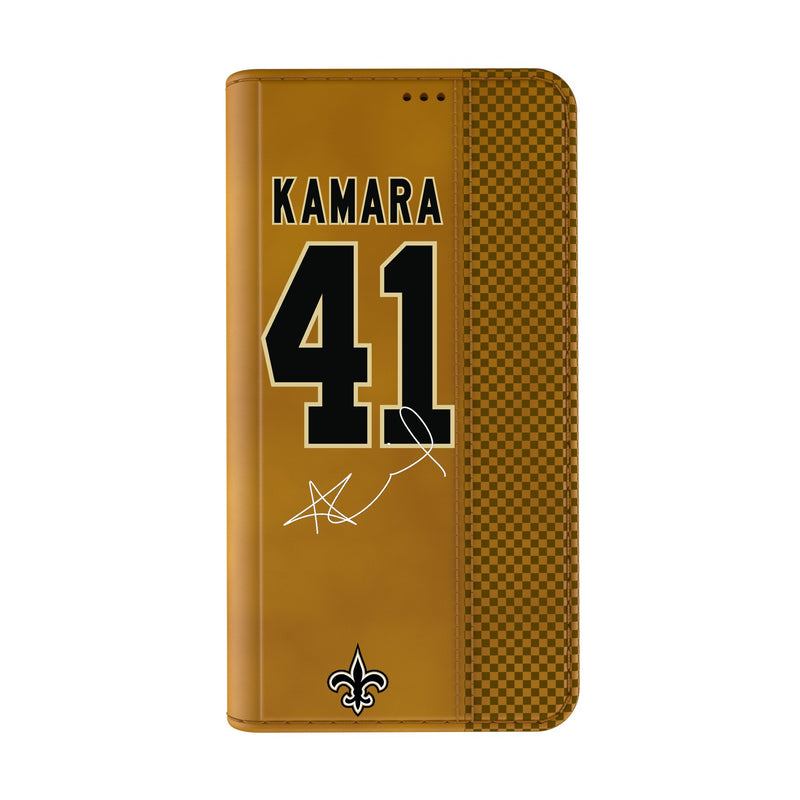 Alvin Kamara New Orleans Saints 41 Ready iPhone Folio Phone Case Closed.Jpg