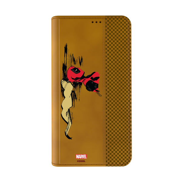 Marvel Ladypool Badge iPhone Folio Phone Case for Apple iPhone Closed.Jpg