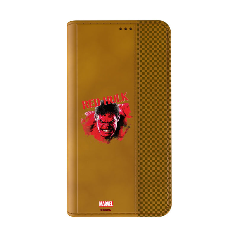 Marvel Avengers Red Hulk Badge iPhone Folio Phone Case for Apple iPhone Closed.Jpg