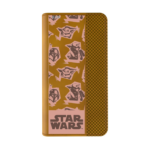 Star Wars: The Mandalorian Grogu Pattern iPhone Folio Phone Case for Apple iPhone Closed.Jpg