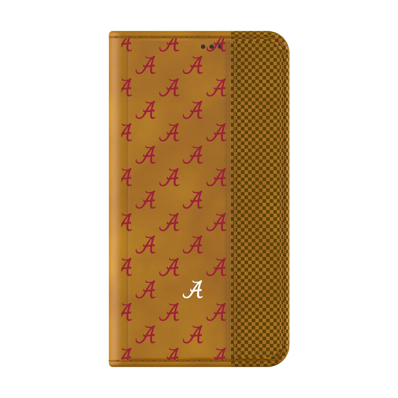 University of Alabama Crimson Tide Script A Fashion Pattern Galaxy Folio Phone Case for Samsung Galaxy Closed.Jpg