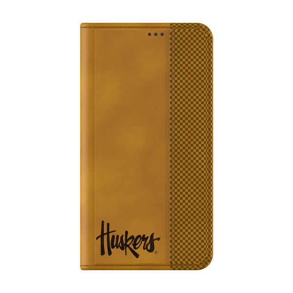 University of Nebraska Huskers Burn Galaxy Folio Phone Case for Samsung Galaxy Closed.Jpg