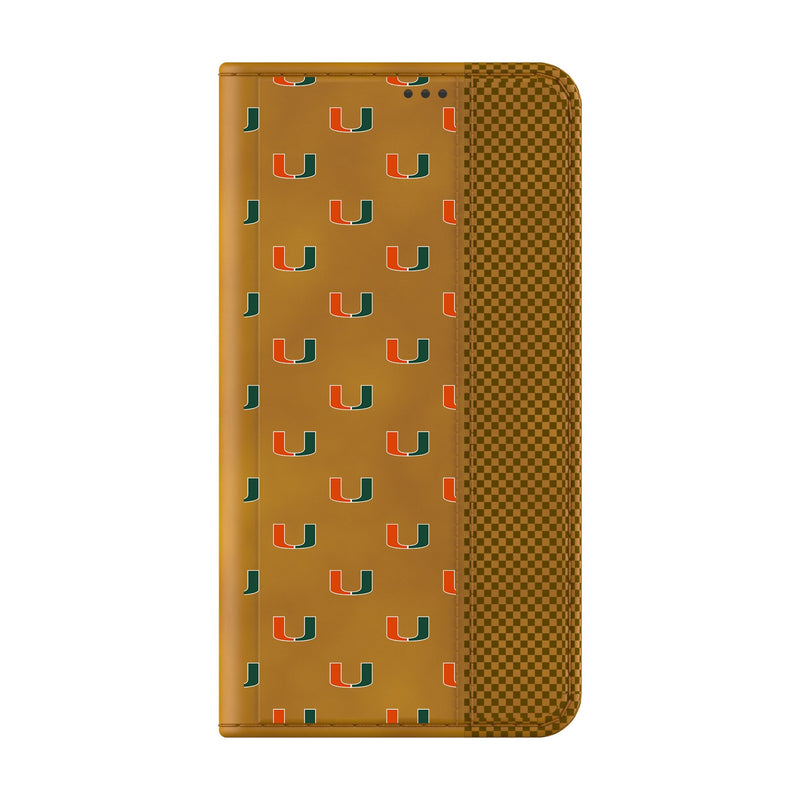University of Miami Hurricanes Fashion Pattern Galaxy Folio Phone Case for Samsung Galaxy Closed.Jpg