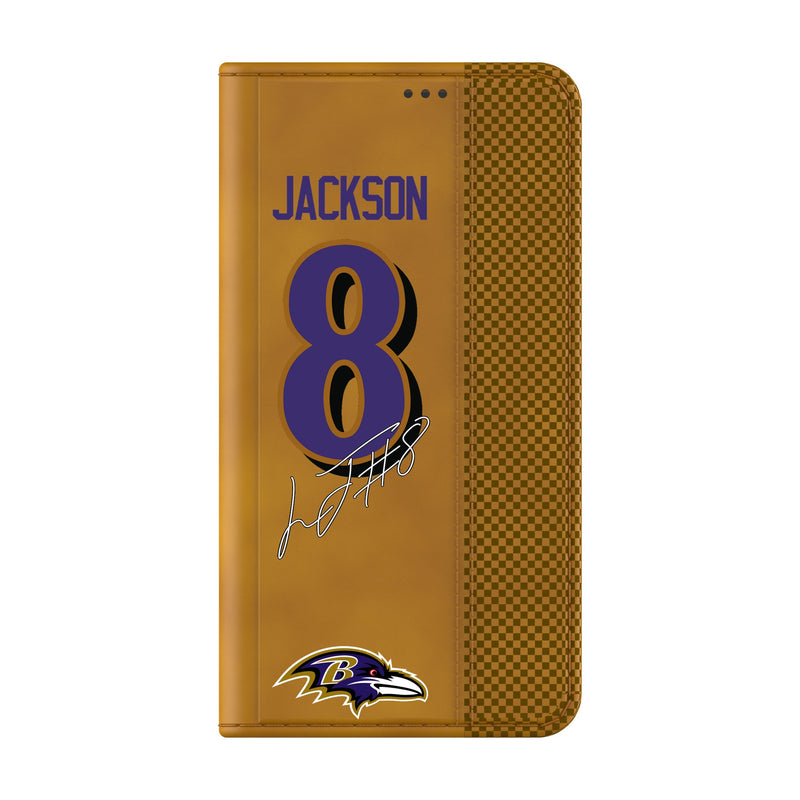 Lamar Jackson Baltimore Ravens 8 Game Tactic Galaxy Folio Phone Case for Samsung Galaxy Closed.Jpg