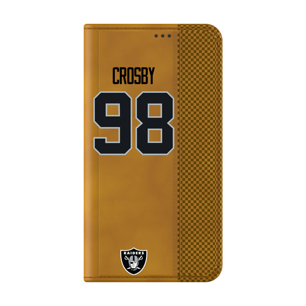 Maxx Crosby Las Vegas Raiders 98 Game Tactic Galaxy Folio Phone Case for Samsung Galaxy Closed.Jpg