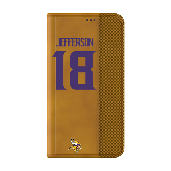 Justin Jefferson Minnesota Vikings 18 Game Tactic Galaxy Folio Phone Case for Samsung Galaxy Closed.Jpg