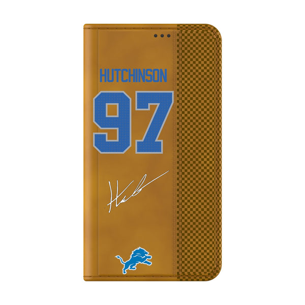 Aidan Hutchinson Detroit Lions 97 Ready Galaxy Folio Phone Case Closed.Jpg