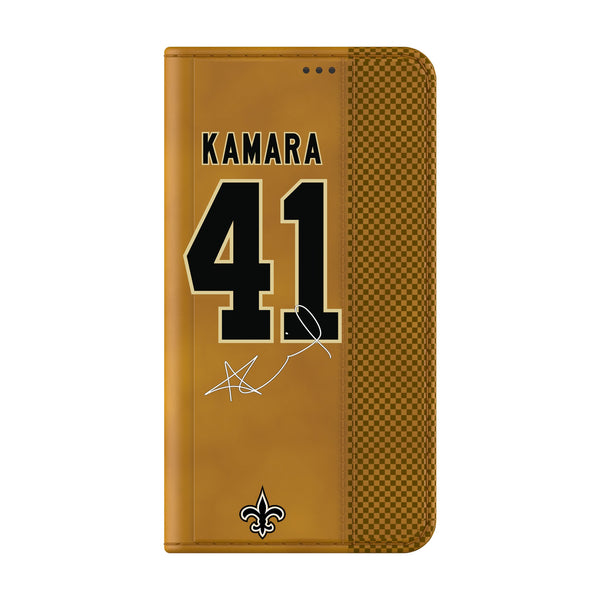Alvin Kamara New Orleans Saints 41 Ready Galaxy Folio Phone Case Closed.Jpg
