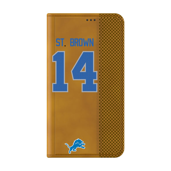 Amon-Ra St. Brown Detroit Lions 14 Ready Galaxy Folio Phone Case Closed.Jpg