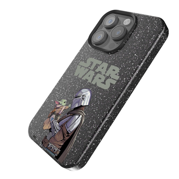 Star Wars: The Mandalorian Grogu and Din Djarin Color Block iPhone Bling Phone Case Iso.Jpg