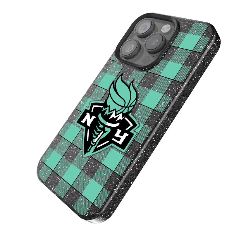 New York Liberty Plaid iPhone Bling Phone Case Iso.Jpg