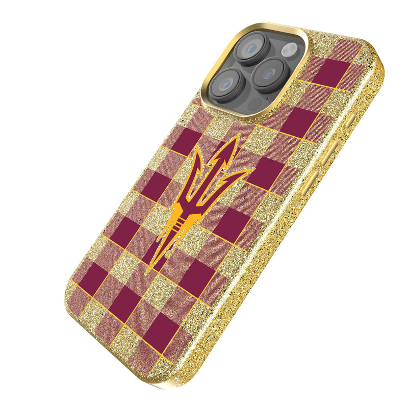 Arizona State University Sun Devils Plaid iPhone Bling Phone Case Iso.Jpg