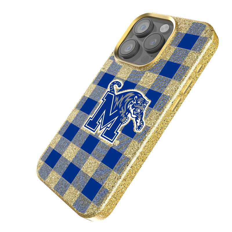 University of Memphis Tigers Plaid iPhone Bling Phone Case Iso.Jpg